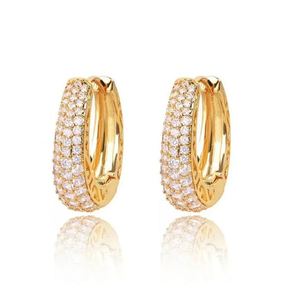 925 Sterling Silver Dazzling CZ Stone Hoop Earrings For Women Vintage Simple Zircon Circle Drop Earrings Elegant Party Jewelry - Kimlud