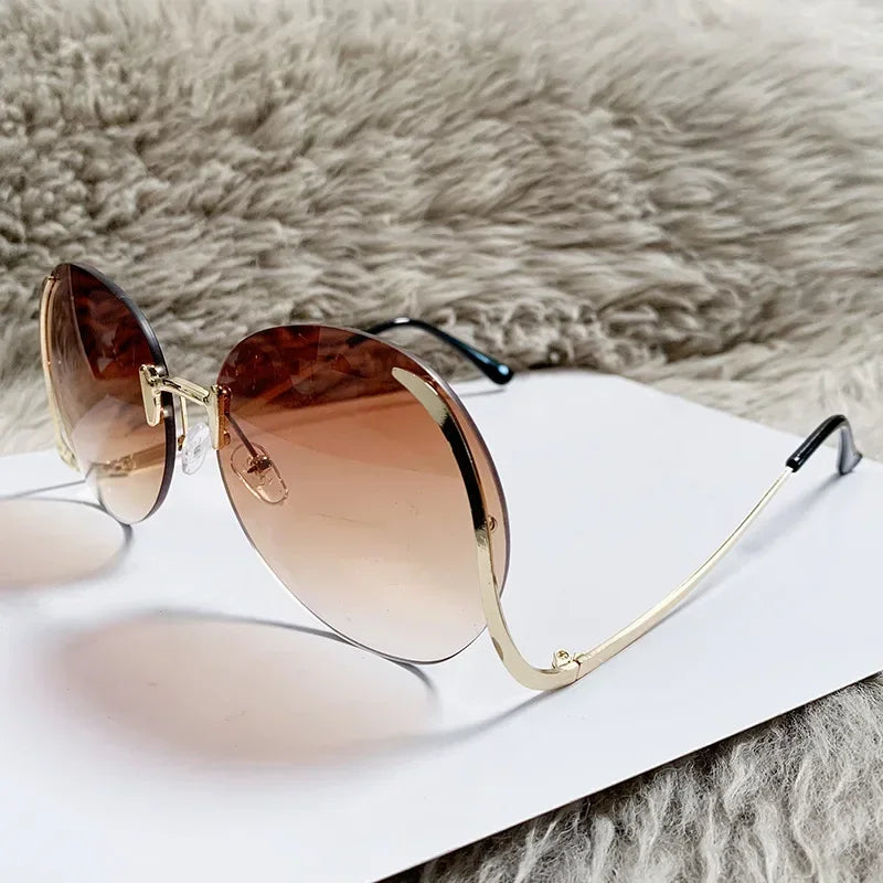 Outdoor Big Frame Round Sunglasses Women Men Geometric Cool Sun Glasses Mirror Metal Colors Designer Brand Fashion |...