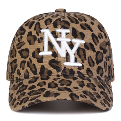 Unisex NY Letter Embroidery Leopard Print Baseball Caps Spring Autumn Outdoor Adjustable Casual Hats Sunscreen Hat Sports Cap
