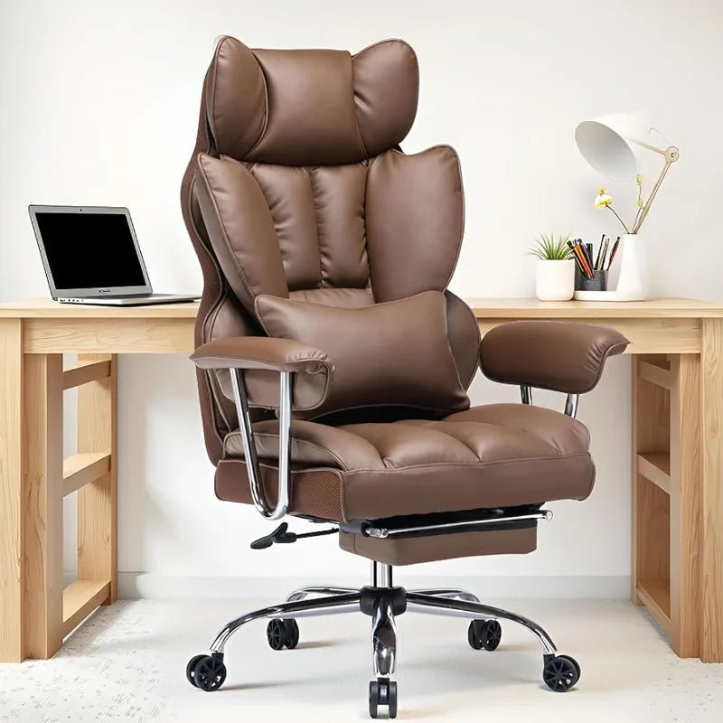 Big and Tall Office Chair 400lbs – PU Leather Executive Office Chair with Lumbar Support & Leg Rest, Heavy-Duty Computer