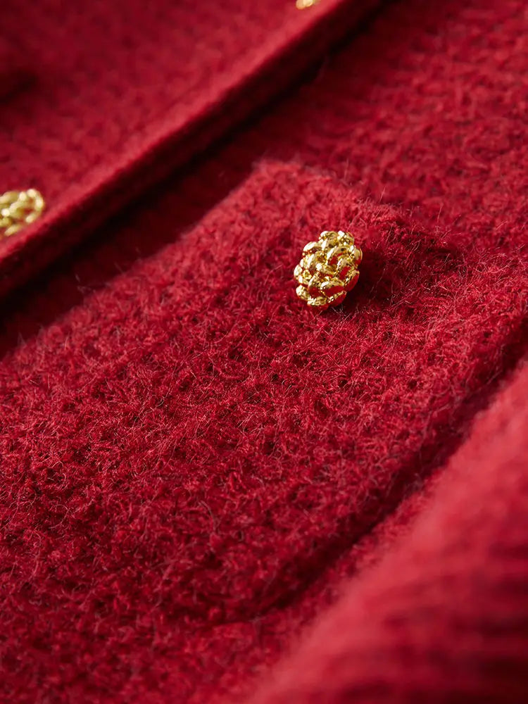 Women's Spring Autumn New Red White Fragrant Coat Chic Outerwear Tops High Street French Fashion