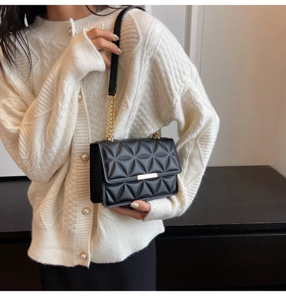 Trendy Quilted Chain Crossbody Shoulder Bag, Stylish Multi Color Small Square Purse, Chic & Perfect for Women's Everyday Use - Kimlud
