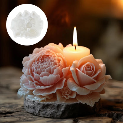 Peony Rose Bud Bouquet Candle Silicone Mold Peony Flower Clusters Candle Mould Christmas Gift Flower Bundle Resin Gypsum Molds