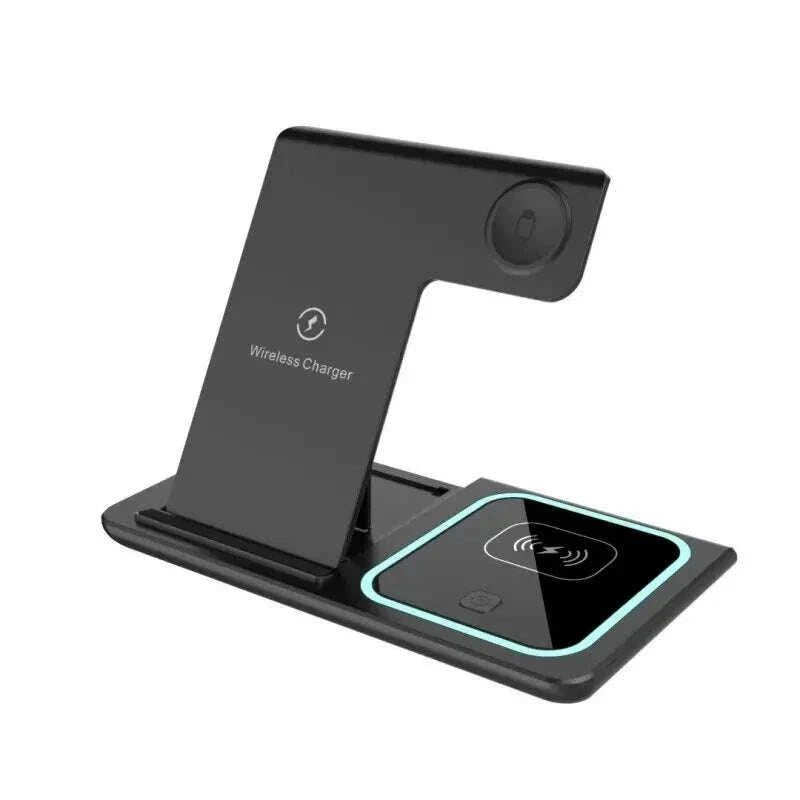 3 In 1 Wireless Charger Stand Pad Foldable 15W Fast Charging Dock Station For iPhone 15 14 13 12 Pro Max Apple Watch 8 7 Airpods