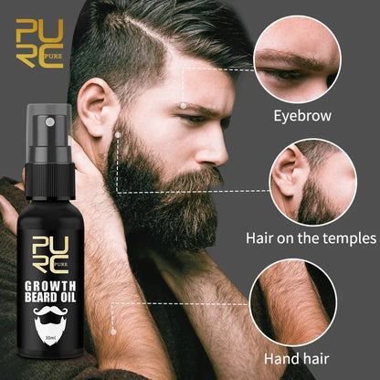 PURC Beard Growth Spray Essential Oil Beard Growth Oil For Men Thicker Full Attractive Hair Growth Beard Oil Care Beauty...