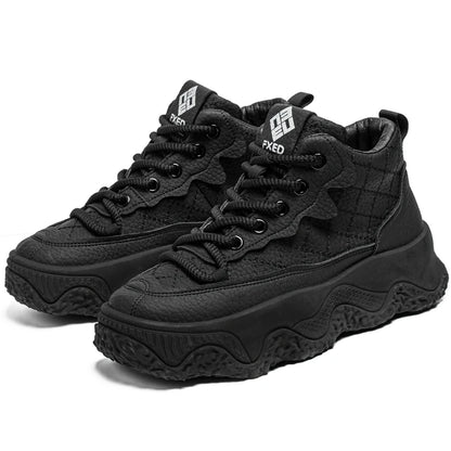 Chunky Sneaker Men Designer Winter Plush Warm Punk Board Shoes Fashion Casual Leather Height Increased Flat Platform Sport Shoes