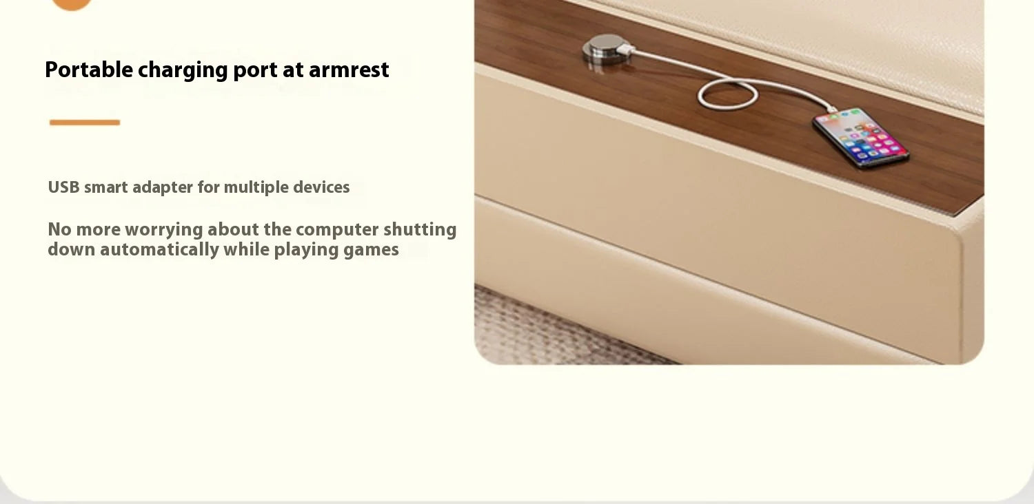 Stylish Italian Genuine Leather Sofa for Living Room with Cup Holder, USB, Adjustable Headrests & Bluetooth Speaker -...