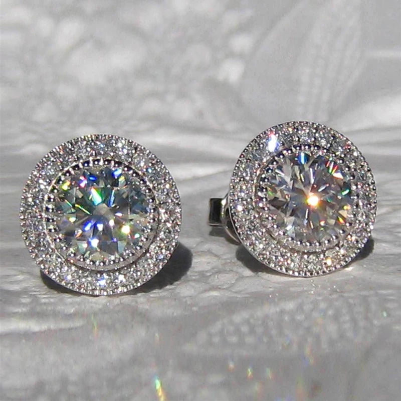 Huitan Dainty Small Round CZ Stud Earrings for Women Simple and Elegant Daily Wear Ear Piercing Accessories Statement...