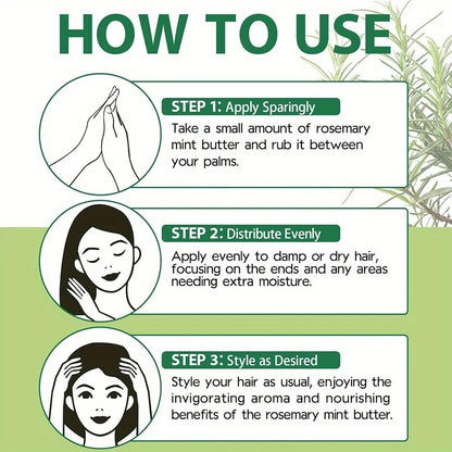 GZE Rosemary Mint Hair & Strong Roots Butter - Natural Hair Growth & Damage Repair Treatment for Stronger, Healthier Hair