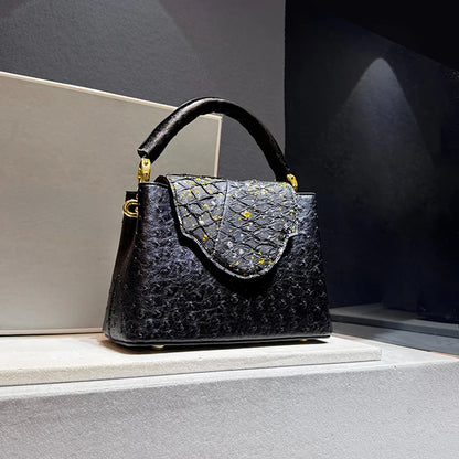 Luxury Designer Brand 가방 New High Quality Leather Handbag for Women Fashion Ostrich Print Single Shoulder Crossbody Bag...
