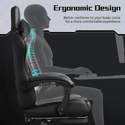Ergonomic Gaming Chair with Builtin Massage Lumbar Support and Adjustable Footrest for Extended Gaming and Work Sessions Height