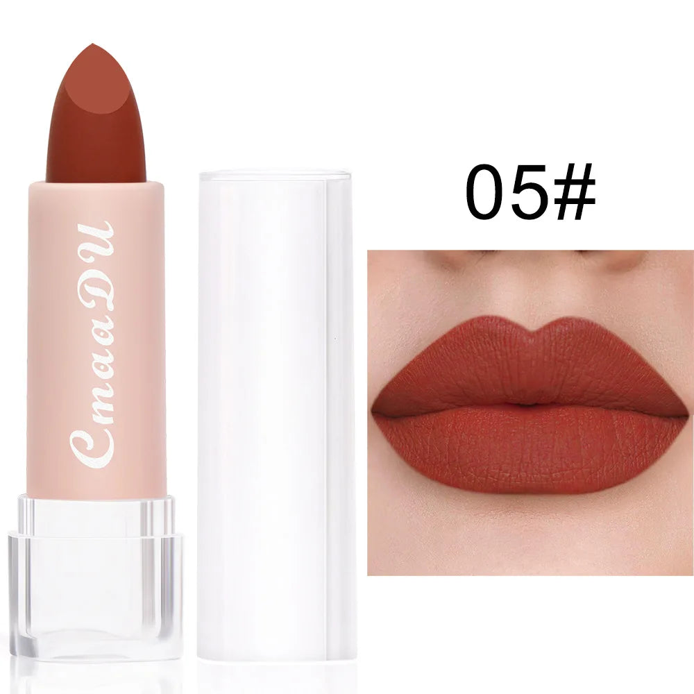 1pcsVelvet Matte Lipstick Waterproof Long-lasting Solid Matte Lip Gloss Non-Stick Cup Nude Pink Lipstick Sexy Cute Korean Makeup