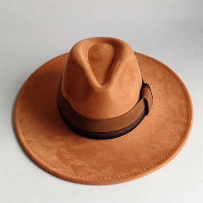 Grayish Brown Suede Hat Wide Brim 2026 NEW Fedora Hat Men Women Autumn Winter Felt Hats Classic Church Fedoras Chapeau...