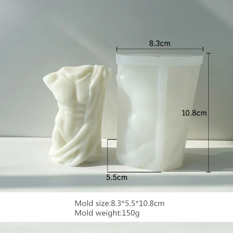 Adonis Sculpture Torso Mold Human Candle Mold DIY Body Abdominal Muscle Man's Statue Plaster Sculpture Male Silicone Mold