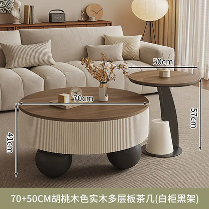 Round Designer Coffee Table Storage Nordic Aesthetic Minimalist Coffee Table Drawers Italian Simple Mesa Auxiliar Home...