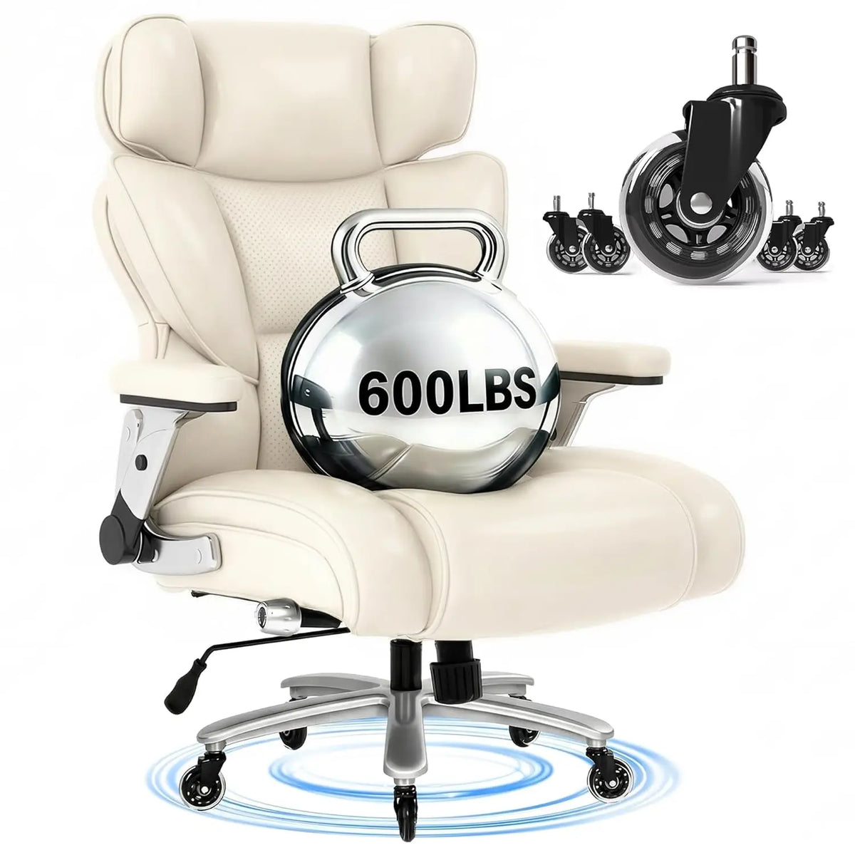 600lbs Big and Tall Office Chair for Heavy People, Heavy Duty Computer Desk Chair with Dynamic Lumbar Support 2D,...