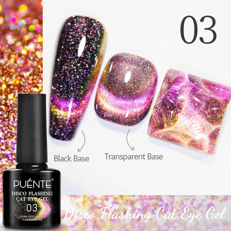 7.5ML Sparkling Reflective Glitter Gel Nail Polish Pink Purple Red Blue Colors Dark Flashing Nail Gel Soak Off UV Nail Varnish