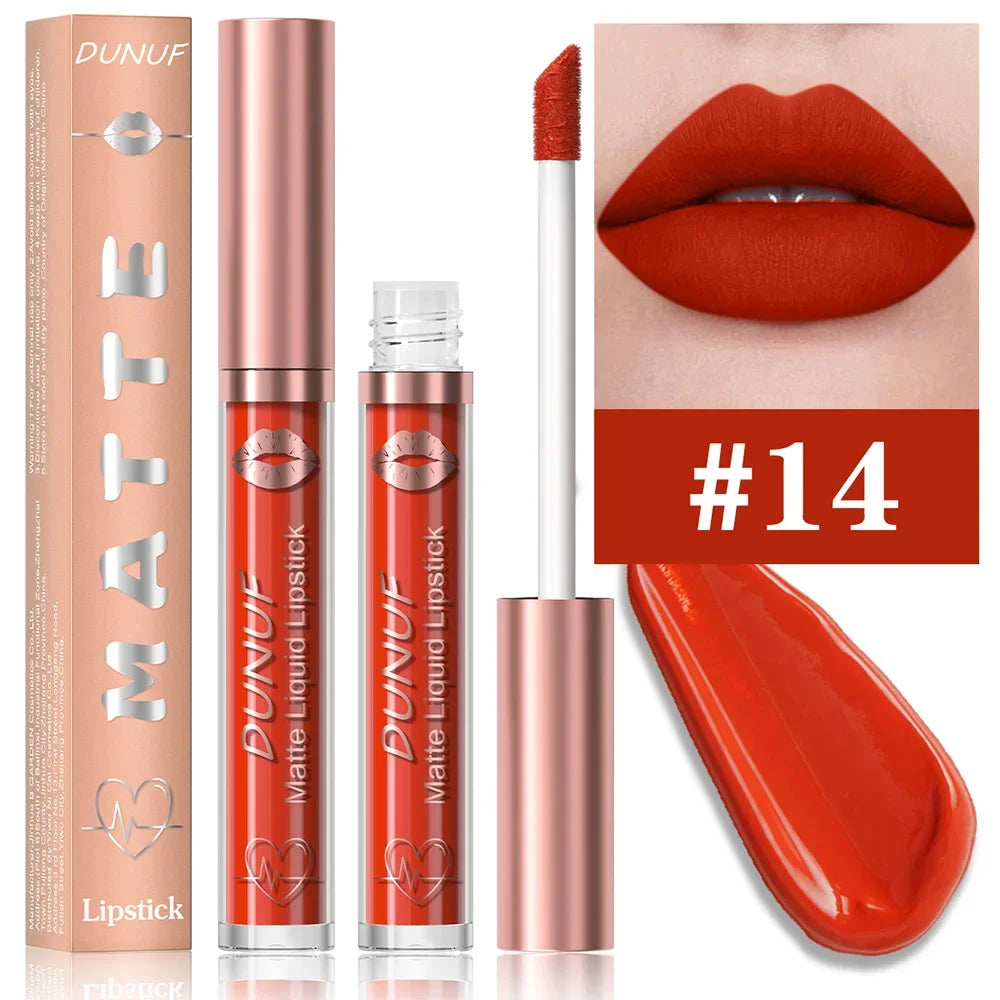 18 Color Waterproof Lip Gloss Nude Apricot Matte Liquid Lipstick Transparent Lip Oil Sexy Rose Red Velvet Matte Lipstick Make Up - Kimlud