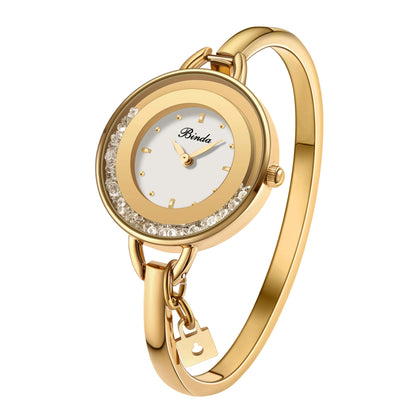 Binda Women’s Elegant Waterproof Quartz Watch – Rainbow Gold Stainless Steel Bracelet, Round Delicate Dial | Kimlud Mid...