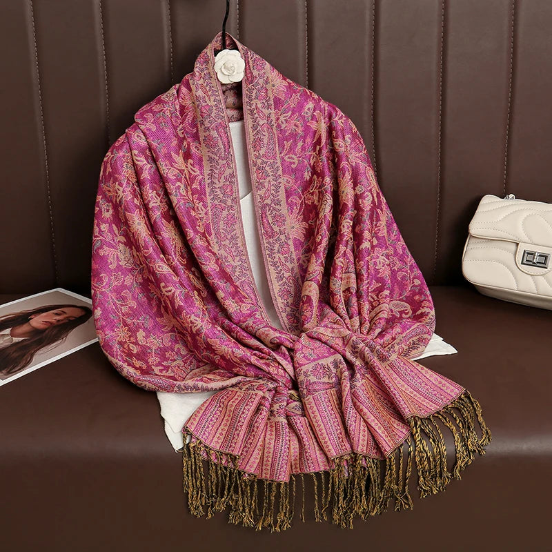 Luxury Brand Autumn Cashmere Pashmina Shawl Lady Wrap Warm Winter Scarves Design Print Female Foulard Cotton Stoles...