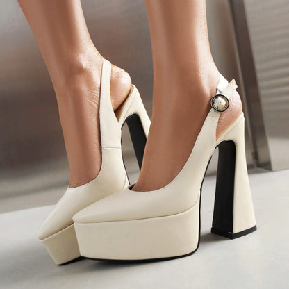 2026 Summer New High Heel Sandals Fashion Solid Color Pointed Thick Bottom Fine Follow Up Shoes Size 35-43 | Kimlud...
