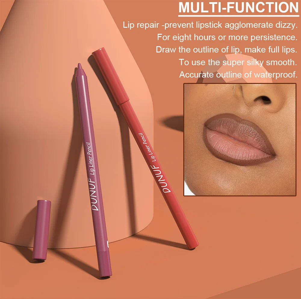 Sexy Red Matte Lipstick Pencil Nude Brown Lip Liner Pencil Contour Tint Makeup Waterproof Rose Pink Crayon Lipliner Pen...