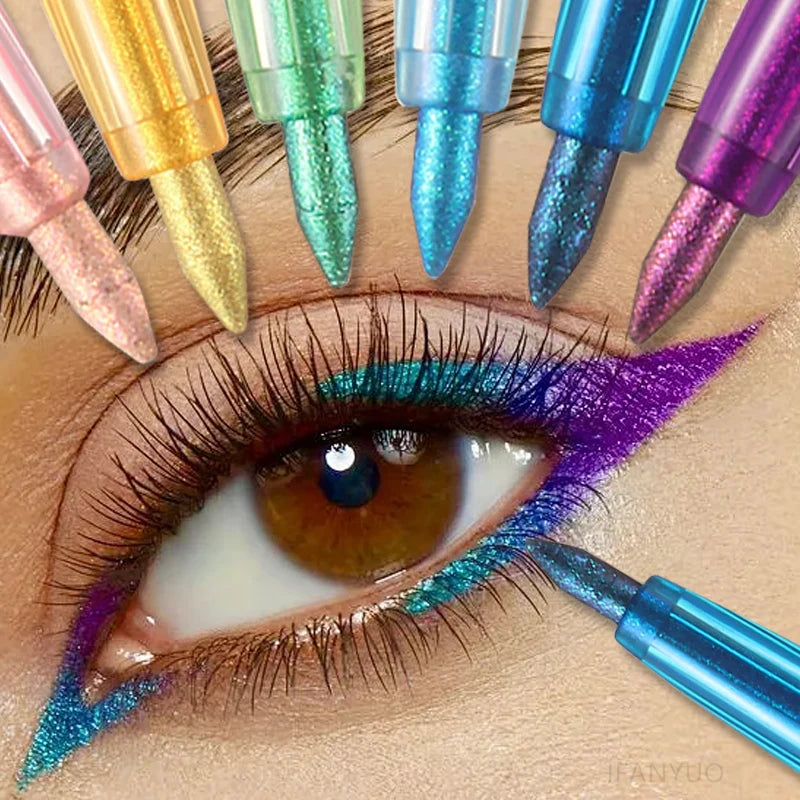 Shiny Chameleon Metallic Purple Eyeliner Gel Pen Pearlescent Polarized Glitter Eyeshadow Eye Liner Multicolor Eye...