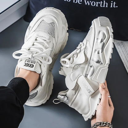 Big Size 39-47 Mens Vulcanized Shoes Summer Veatile Mesh Breathable Sneakers Trendy Men Tenrsnis Running Shoes Zapatillas Hombre