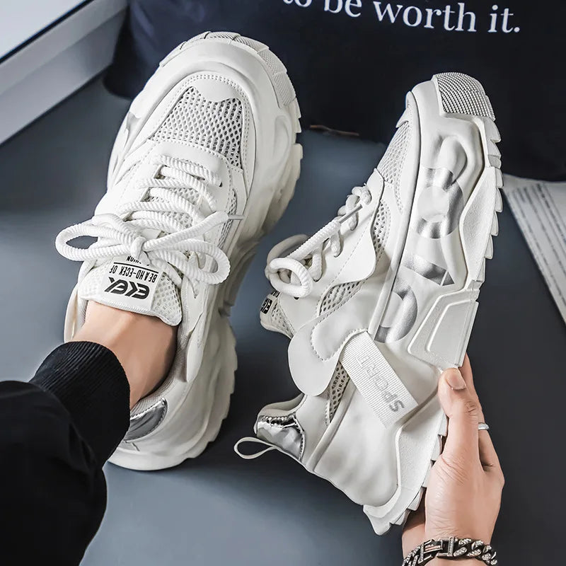 Big Size 39-47 Mens Vulcanized Shoes Summer Veatile Mesh Breathable Sneakers Trendy Men Tenrsnis Running Shoes Zapatillas Hombre