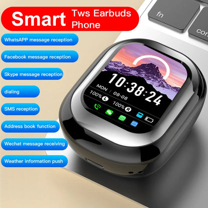 SE-ONE Smart Headphones LED Full-color Slide Touch Screen Support APP Information Receiving Wireless TWS Earbuds 300mAh