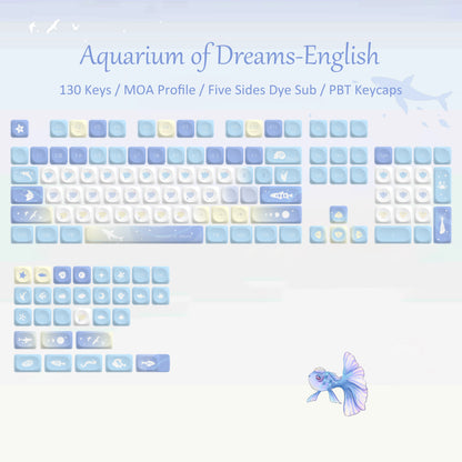 MOA Profile PBT Key caps White Milky Way Five Sided Dye Sublimation Keycaps for Cherry Gateron MX Switches Mechanical Keyboard