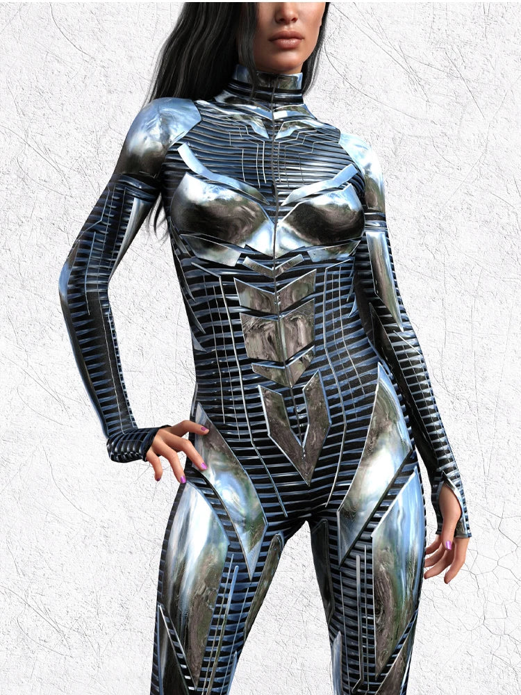 Cyberpunk Future Technology Halloween Carnival Women's Leotard Gothic Cool Jumpsuit 3D Printing Party Role Playing Costume
