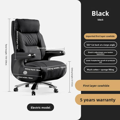 Electric Massage Boss Chair Heated Ventilated Gaming Chair Genuine Leather Executive Computer Seat Luxury Ergonomic Office Chair