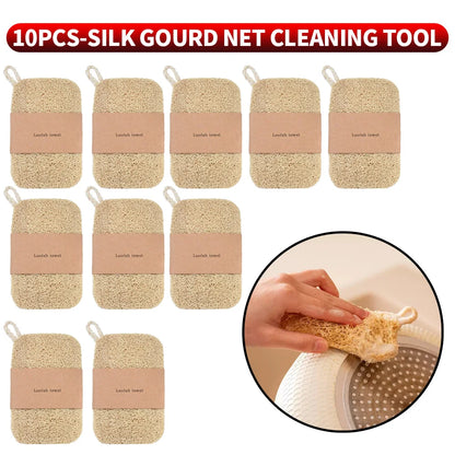 10PCS/5PCS/1PC - Double layer natural loofah sponge for kitchen cleaning, biodegradable, suitable for kitchen cleaning