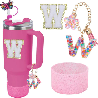 Accessories for Stanley Cup 40oz 30oz Letter Charms for Handle Silicone Boot,Straw Cover Topper & Sticker Charms