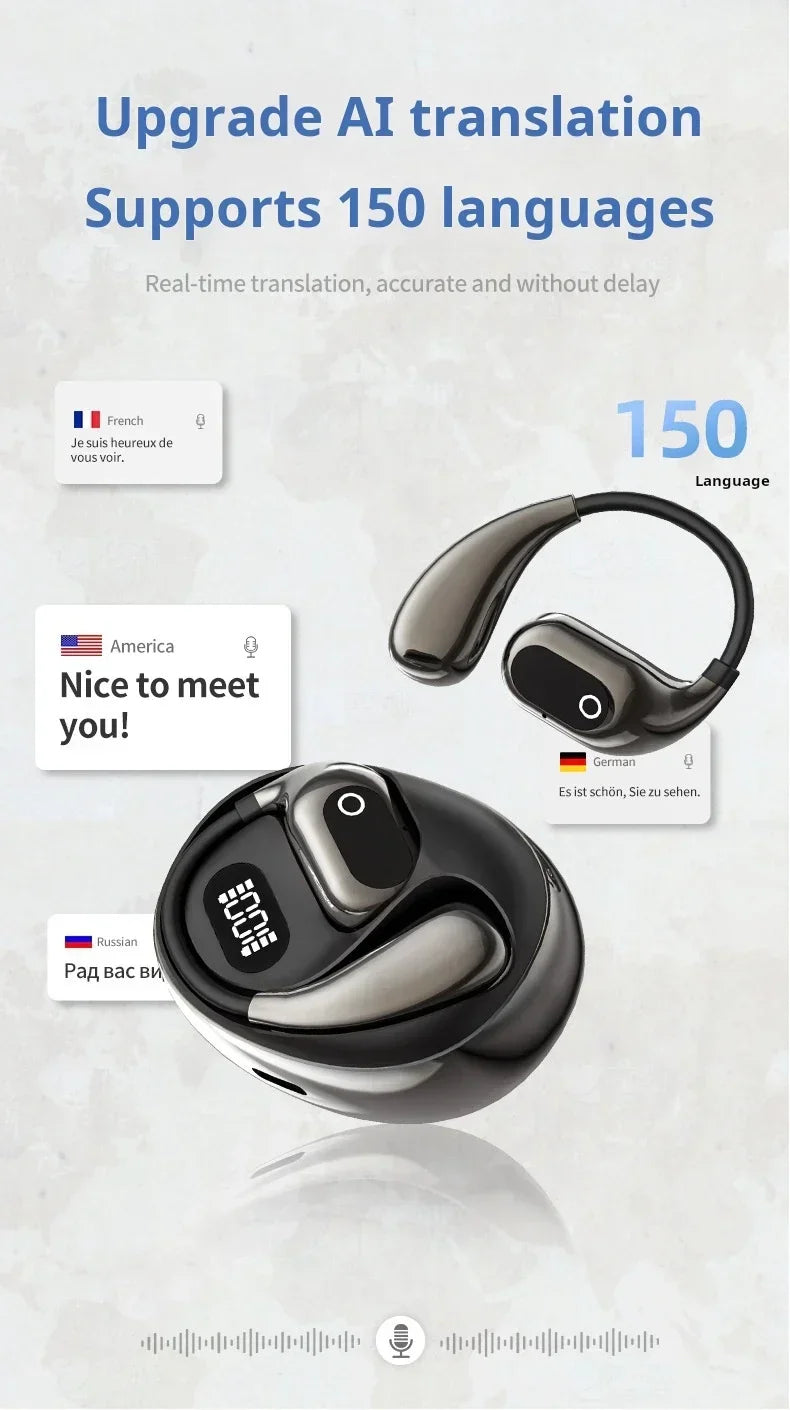 Origin Bluetooth Wireless Earphones AI Real Time Translation Earbuds for Xiaomi OWS Ear Hook Headset HD Call Music Headphone - Kimlud