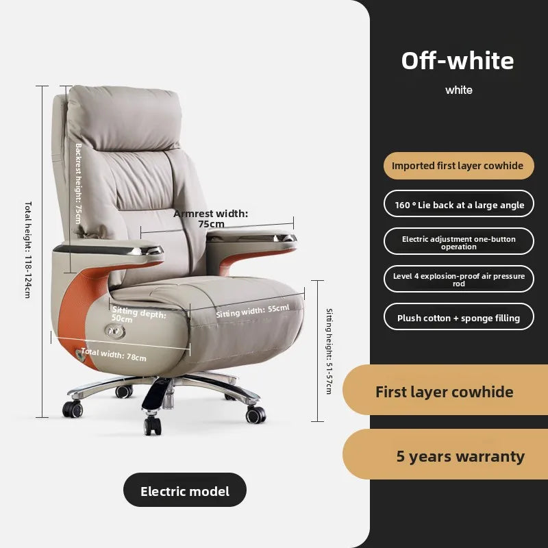 Electric Massage Boss Chair Heated Ventilated Gaming Chair Genuine Leather Executive Computer Seat Luxury Ergonomic Office Chair