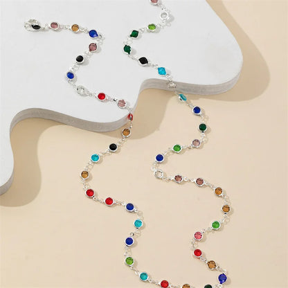 Bohemian Colorful Glass Long Y-Shaped Necklace Metal Collarbone Chain Gold Silver Color Summer Holiday Party Body Jewelry Gifts