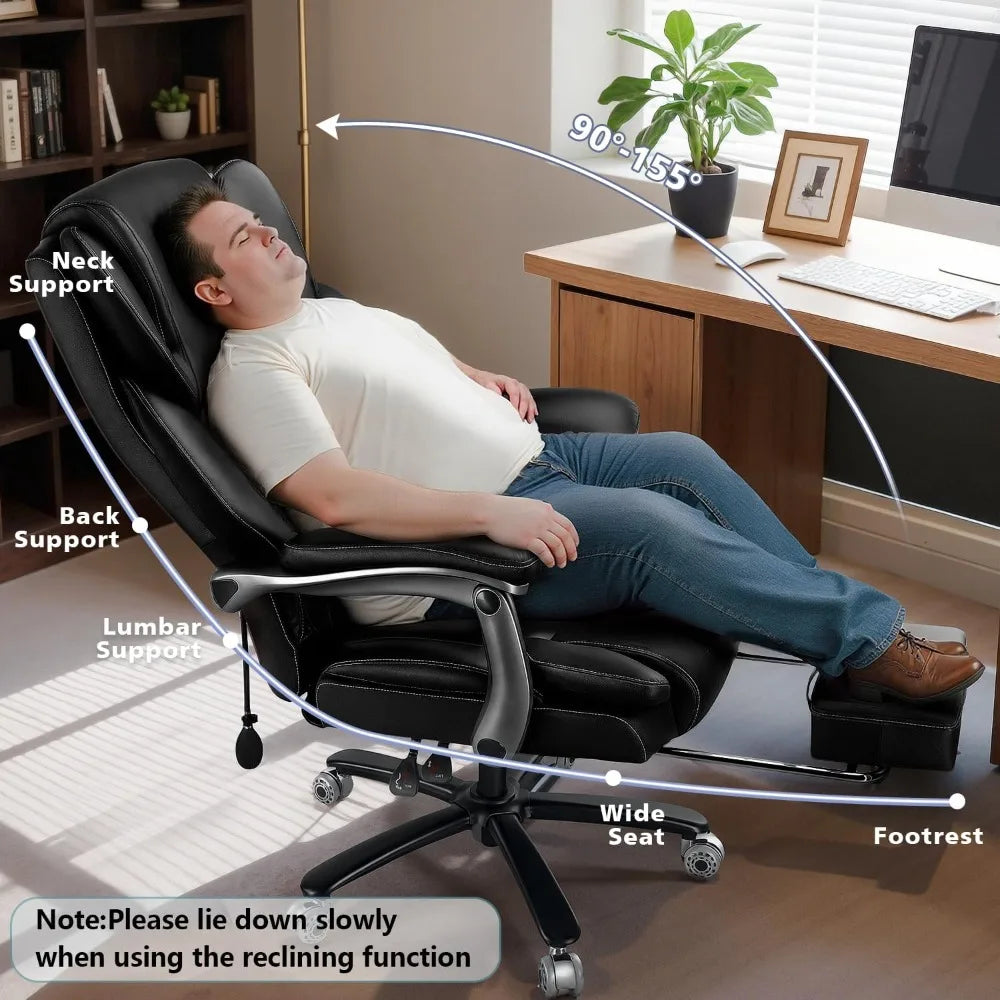 600lbs Big and Tall Office Chair for Heavy People,Heavy Duty Comfy Executive Office Desk Chair with Adjustable Lumbar Support