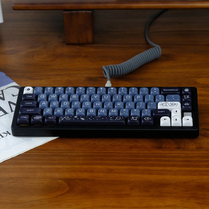 MOA Profile PBT Key caps White Milky Way Five Sided Dye Sublimation Keycaps for Cherry Gateron MX Switches Mechanical Keyboard