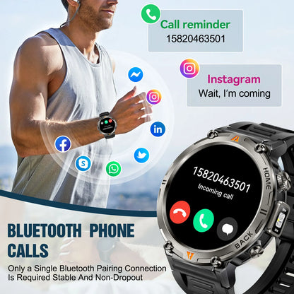 EIGIIS KE3 Smart Watch 3ATM Waterproof Original Design For Men Bluetooth Call Health Monitor With Flashlight 100+ Sports Modes