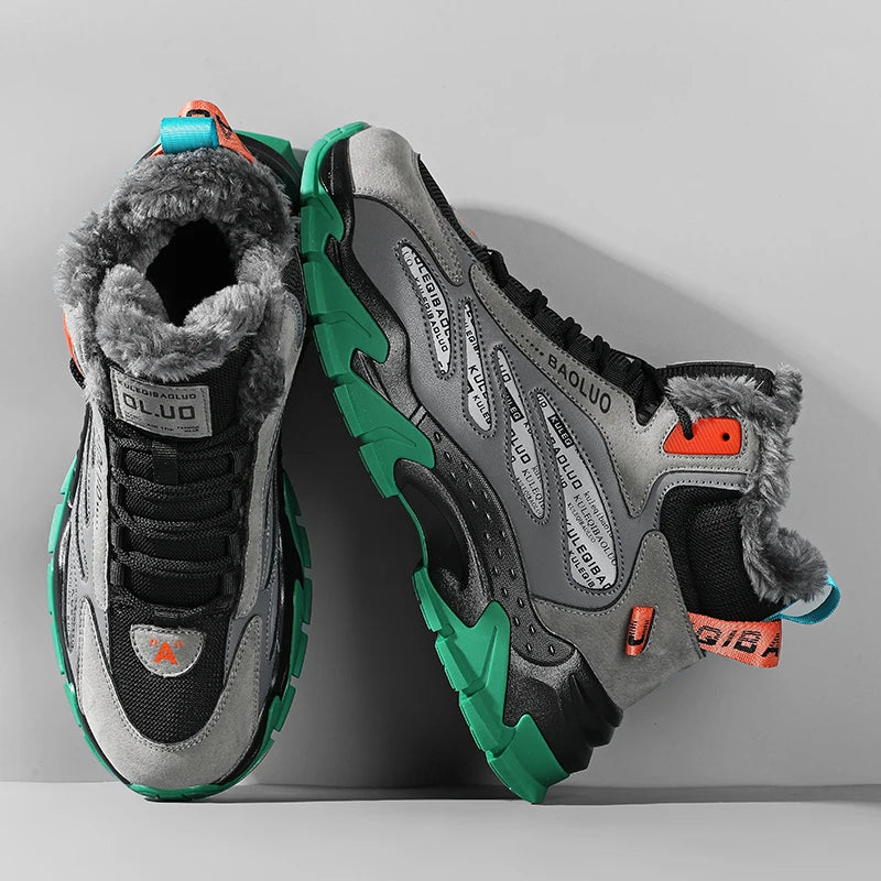 Men's Thermal Waterproof Winter Boots - Non-Slip Plush Lined Snow Sneakers for Cold Weather