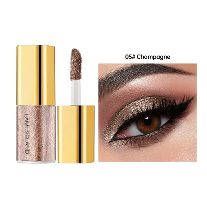 8 Colors Pearlescent Liquid Eyeshadow Fine Shimmer Highlight Glitter Eye Shadow High Shine Long-Lasting & Smudge-Proof...