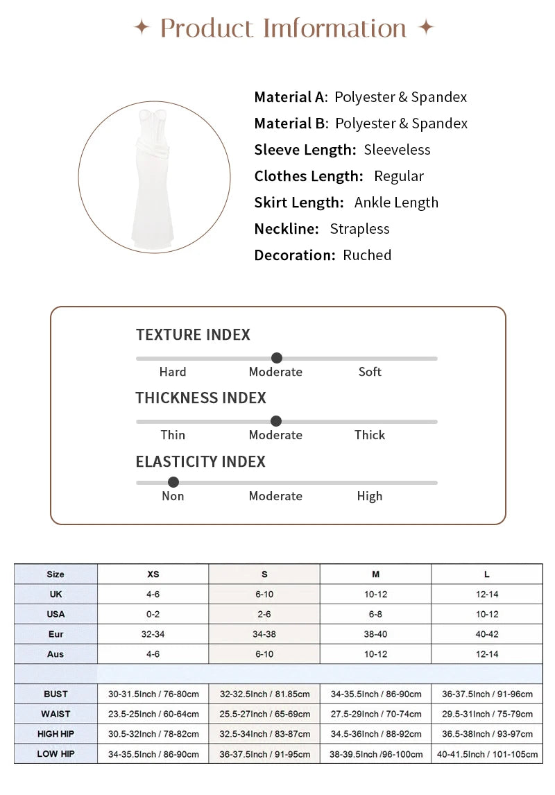 VC Elegant White Corset Simple Wedding Dress – Strapless Sheer Bodice Maxi Dress for Women Modern Minimalist Engagement Dress