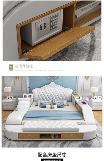Headboard Storage Double Bed Queen Drawers King Size Smart Bed Luxury Princess Modern Letto Matrimoniale Bedroom...