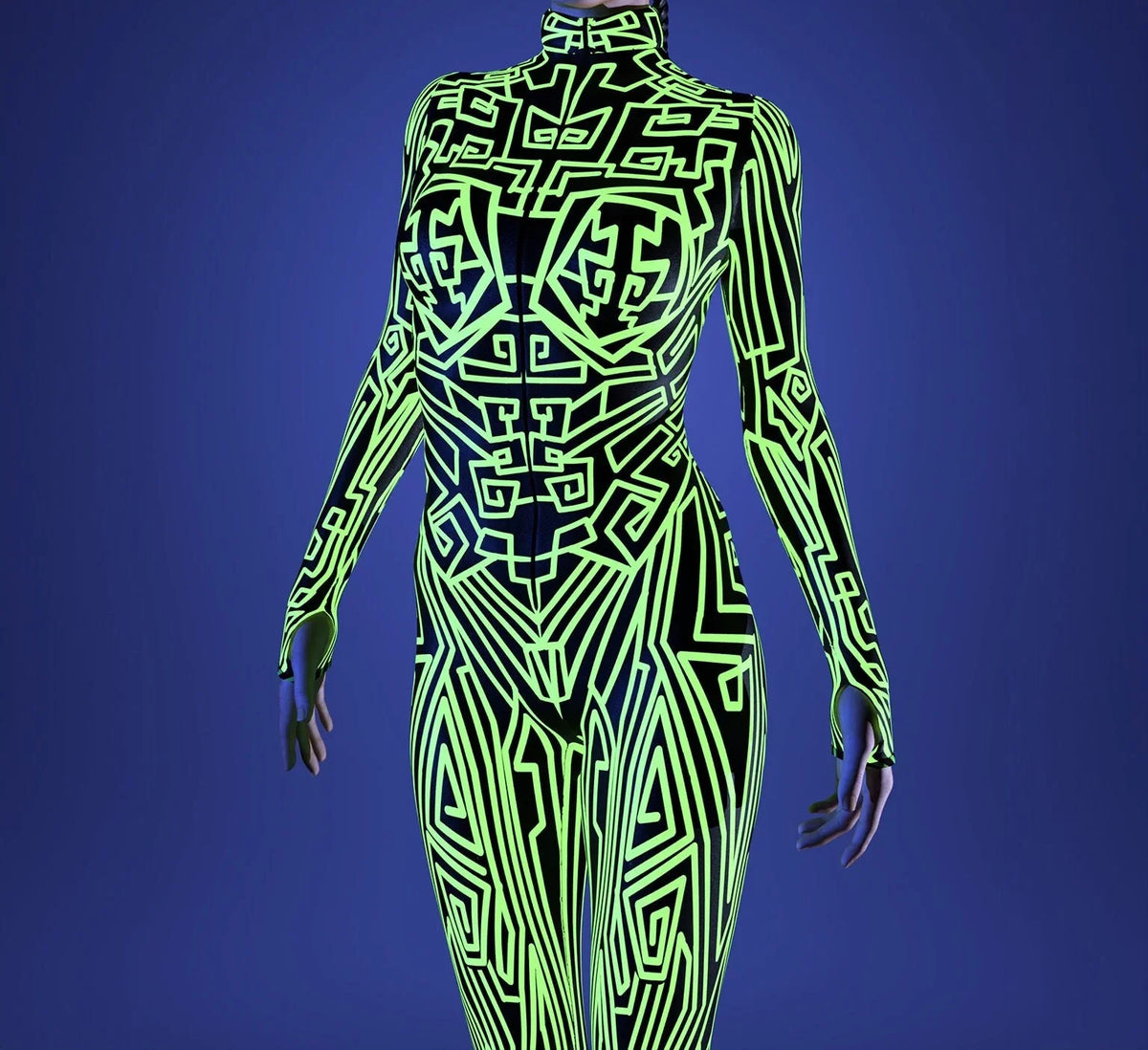Women 3D Painted Cosplay Jumpsuit Cyberpunk Muscle Bodysuit Halloween Carnival Party Performance Zentai Suit Aerial Yoga