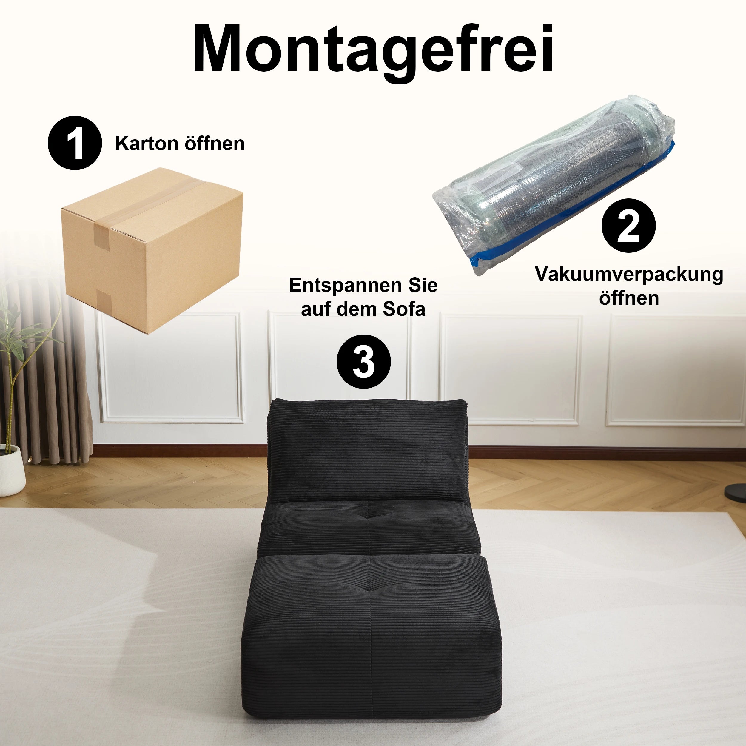 Corduroy Sofa Bed，Comfortable Small Single Sofa，Compression Sofa Seat，Foldable Lounger for Bedroom, Guest Room or Living Room - Kimlud