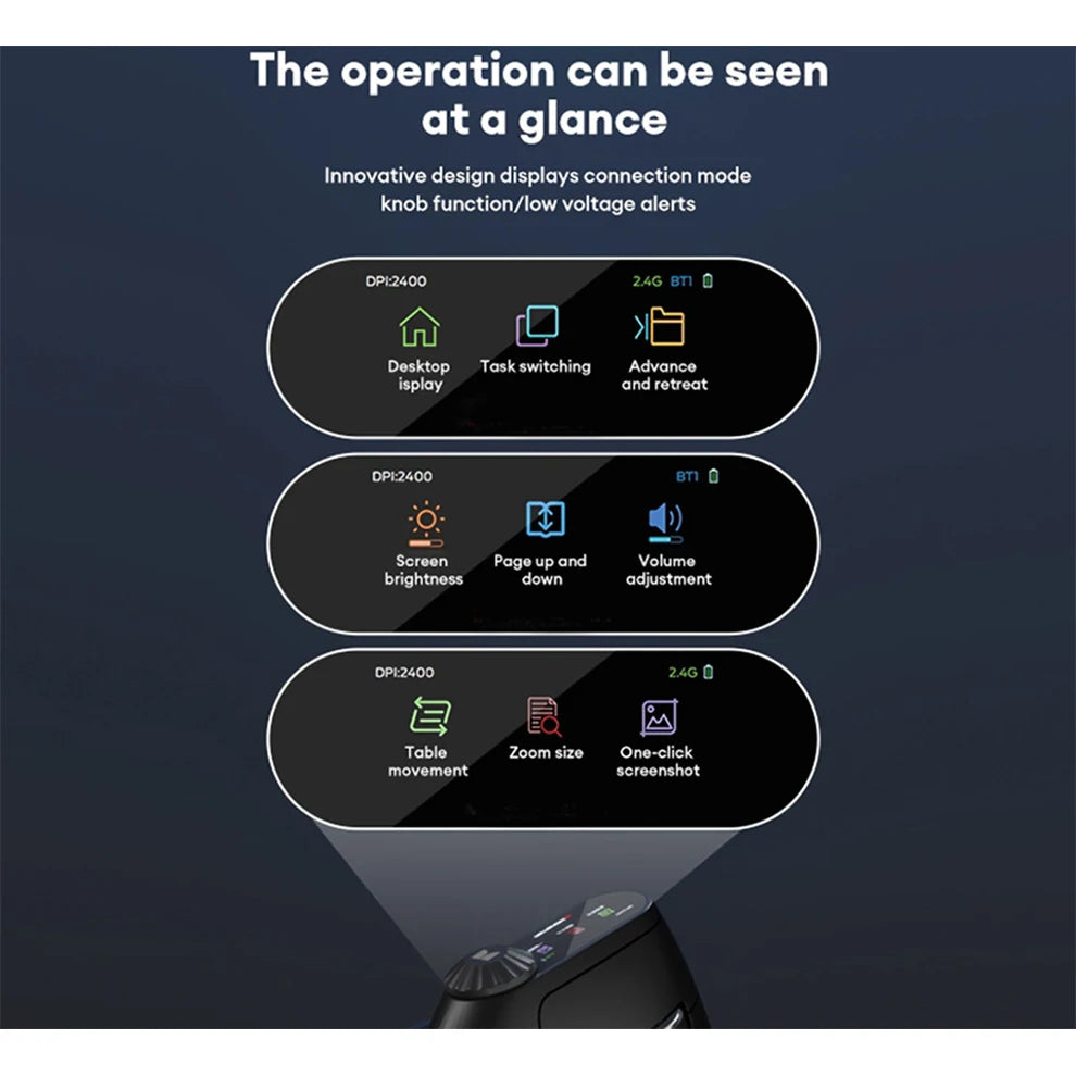 Backlit Wireless Ergonomic Mouse with Smart Flying Scroll,Function Adjustment Knob,Bluetooth&2.4G Rechargeable Gaming Mouse