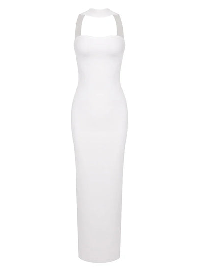Sexy Sleeveless Halter Bandage Maxi Dresses Women Red White Backless Split Bodycon Dresses Celebrity Evening Party Dress...