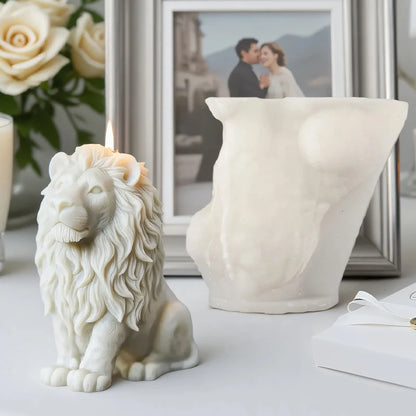 3D Lion Relief Candle Mold - Fine Lion Hair Replication High-Temperature Resistant Easy Unmold for DIY Aromatherapy Candles Home